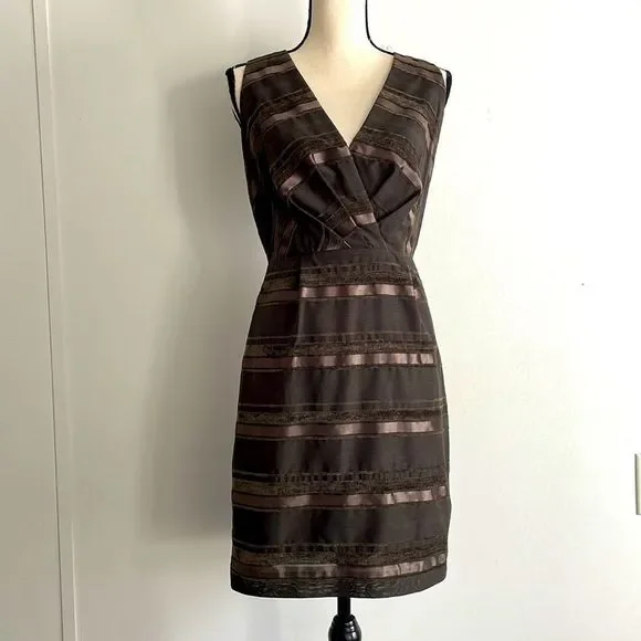 max and cleo brown dress Max and Cleo Dress NEW $149 Sz 10 Coffee Brown Poly Nyln Acetate Fit Flare Dress